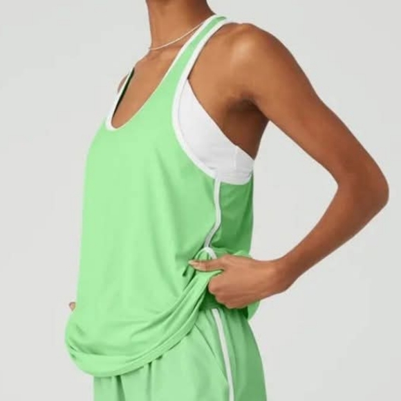 ALO Yoga Tops - Alo Yoga Ivy League Tank in Ultramint green and White sz MEDIUM
